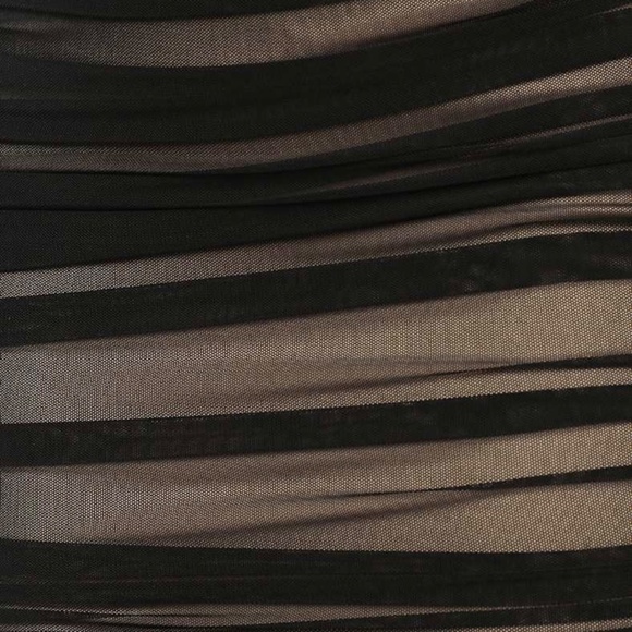 On Trend [Lulus] Sexy NWT Ruched Black Mesh Overlay Bodycon Mini Dress | Small - Picture 11 of 14